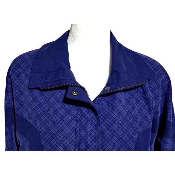 Vintage Giacca Windbreaker Purple Checkered Jacket Womens M Polyester Nylon 80s - Picture 7 of 13